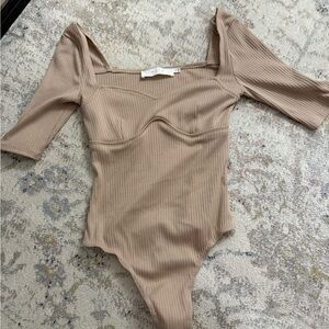 Astr Camel Ribbed Top